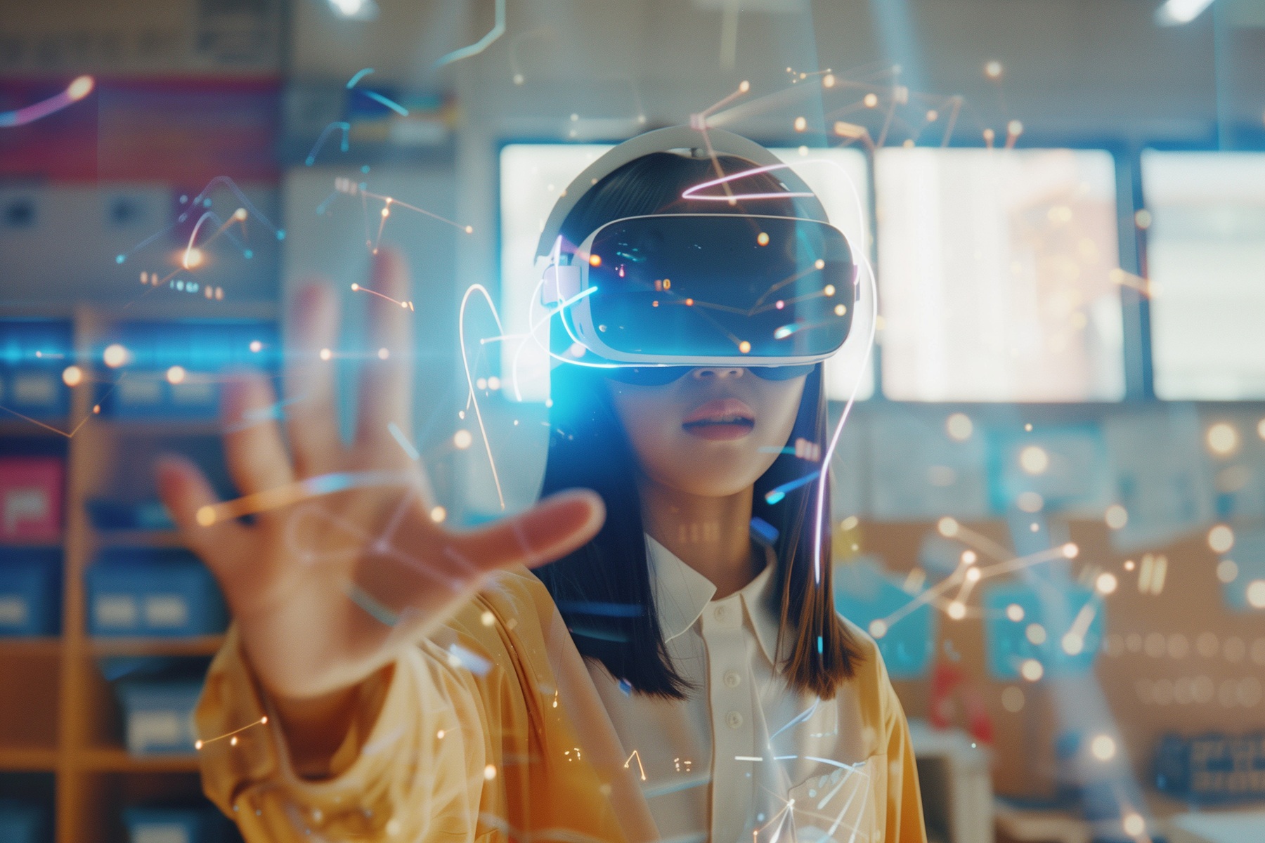 Persona usando gafas de realidad virtual